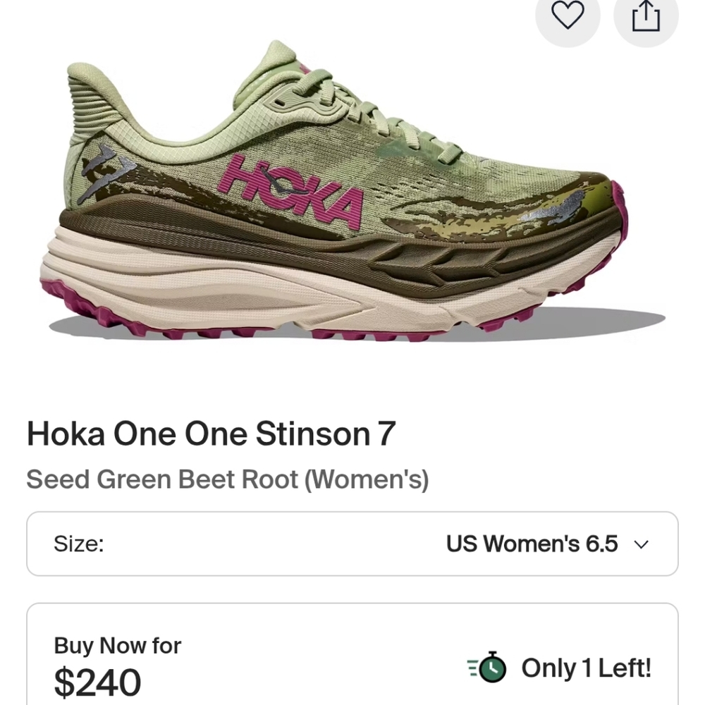 Hoka One One Stinson 7 Seed Green Beet Root Women's Shoes